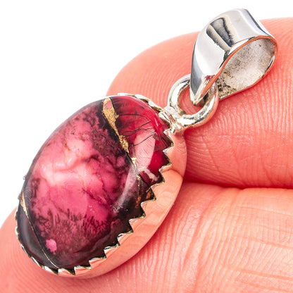 Red Dahlia Mohave Turquoise Pendant 1 1/8" (.925 Sterling Silver)