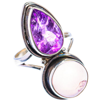 Large Rose Quartz, Amethyst Ring Size 10.75 (925 Sterling Silver) RING139996