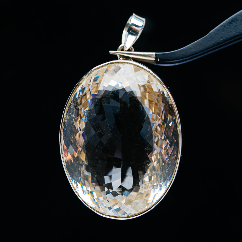 164.7ct Huge Faceted White Quartz Pendant 2" (.925 Sterling Silver)