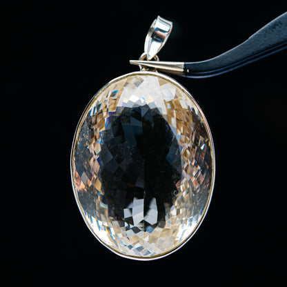 164.7ct Huge Faceted White Quartz Pendant 2" (.925 Sterling Silver)