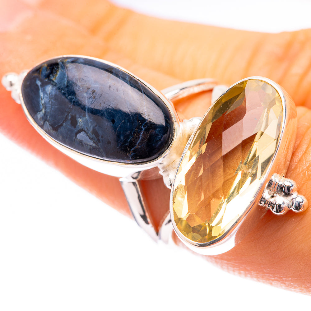 Large Lemon Quartz, Pietersite Ring Size 6 (925 Sterling Silver) R140663