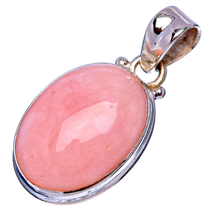Oval pink opal pendant with polished .925 sterling silver bezel and bail