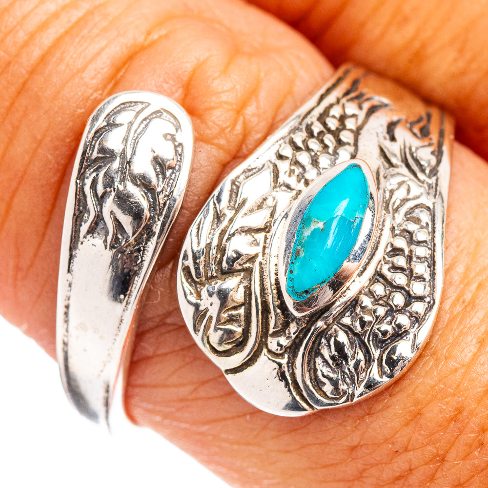 Native Style Mohave Turquoise Ring Size 8 Adjustable (.925 Sterling Silver)
