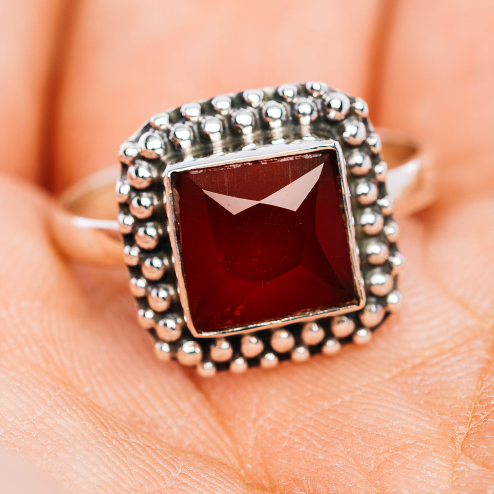 Red Onyx Ring Size 7.5 (.925 Sterling Silver)