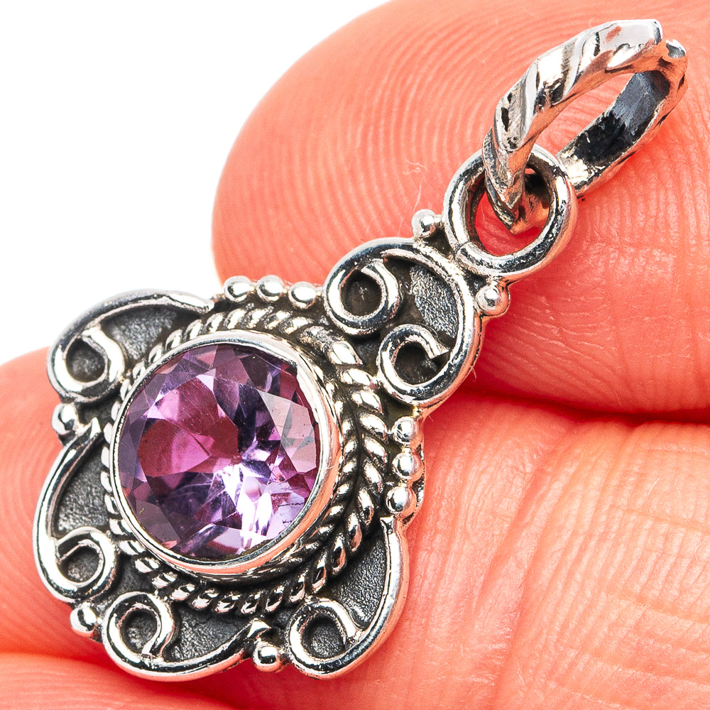 Amethyst Dainty Pendant 1 1/8" (.925 Sterling Silver)