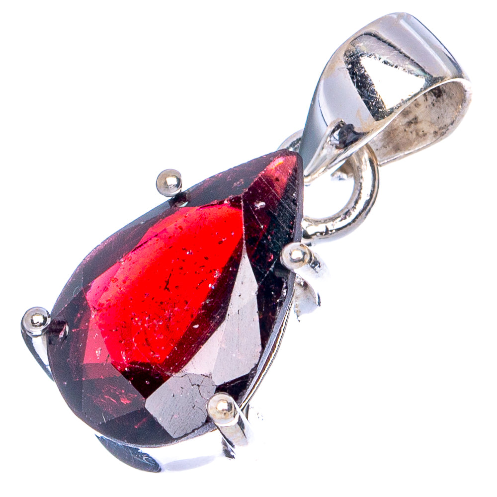 Garnet Pendant 7/8" (.925 Sterling Silver)