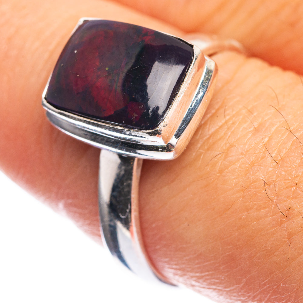 Black Opal 925 Sterling Silver Ring Size 9
