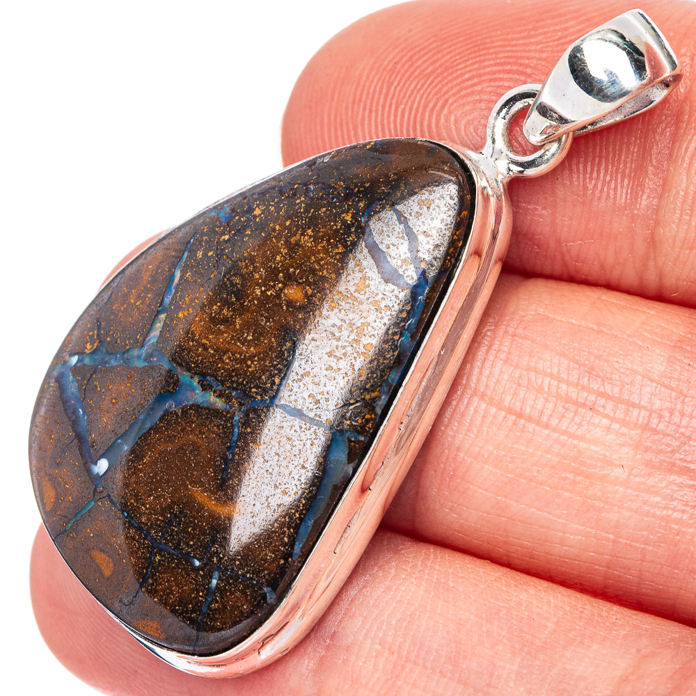 Rare Boulder Opal Pendant 1 5/8" (925 Sterling Silver) P41373