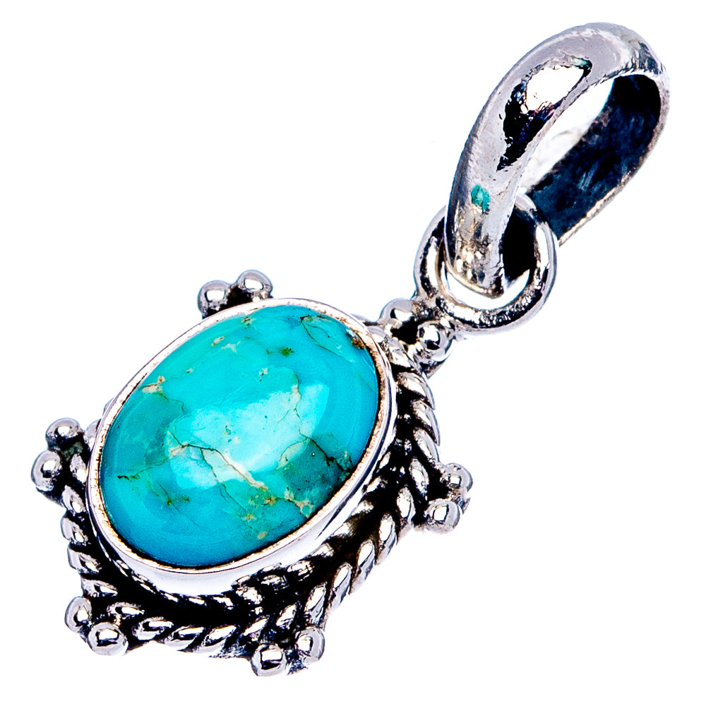 Mohave turquoise dainty pendant with oval turquoise cabochon, .925 sterling silver bail