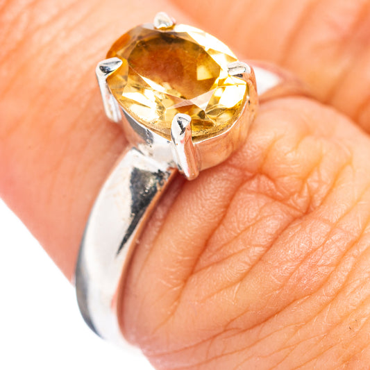 Citrine ring, size 6.75, .925 sterling silver oval gemstone with four-prong setting