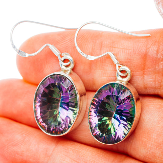 Premium Mystic Topaz Earrings 1 3/8" (.925 Sterling Silver)
