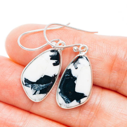 White Buffalo Turquoise Earrings 1 3/8" (.925 Sterling Silver)
