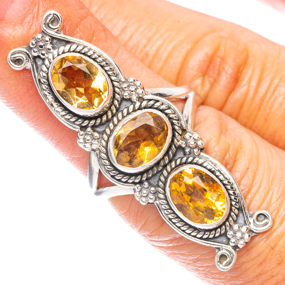 Large Citrine Ring Size 5.75 (925 Sterling Silver) R7031