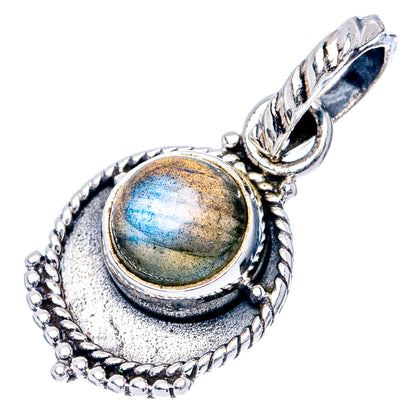 Dainty Labradorite Pendant 7/8" (.925 Sterling Silver)