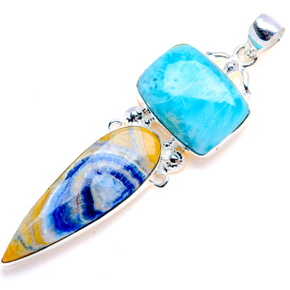 Blue Scheelite, Larimar Pendant 2 3/4" (925 Sterling Silver) PD38110
