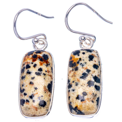Dalmatian Jasper Earrings 1 3/8" (925 Sterling Silver) E1808