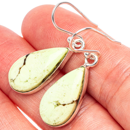 Lemon Chrysoprase Earrings 1 3/8" (925 Sterling Silver) E1803