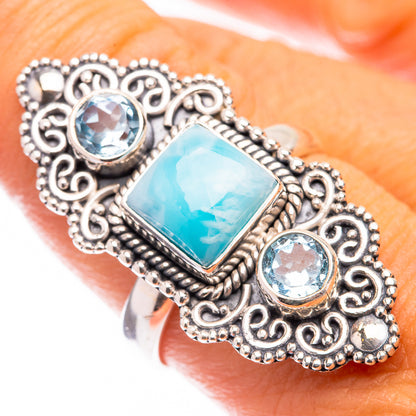 Large Larimar, Blue Topaz Ring Size 8.75 (925 Sterling Silver) R141669
