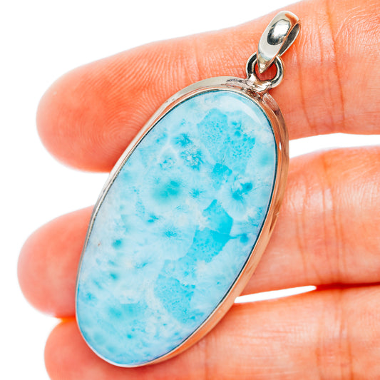 Larimar Pendant 2 1/8" (German Silver)