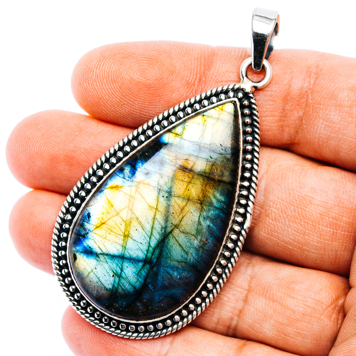 Spectrolite Pendant 2 5/8" (.925 Sterling Silver)