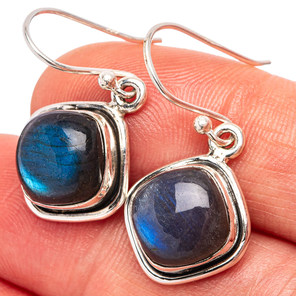 Labradorite Earrings 1 1/8" (.925 Sterling Silver)
