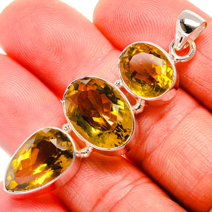 Faceted Citrine Pendant 2 1/4" (925 Sterling Silver) PD38232