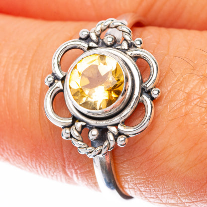 Faceted Citrine Dainty Ring Size 8.25 (925 Sterling Silver) R145012