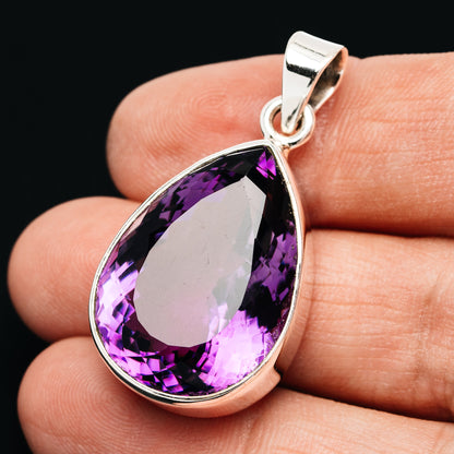 Premium 44ct Faceted Brazilian Amethyst Pendant 1 1/2" (.925 Sterling Silver)
