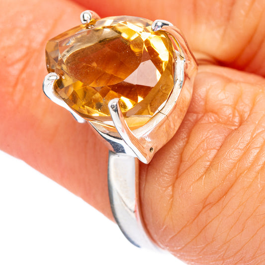 Faceted Citrine Ring Size 6.75 (925 Sterling Silver) R4523