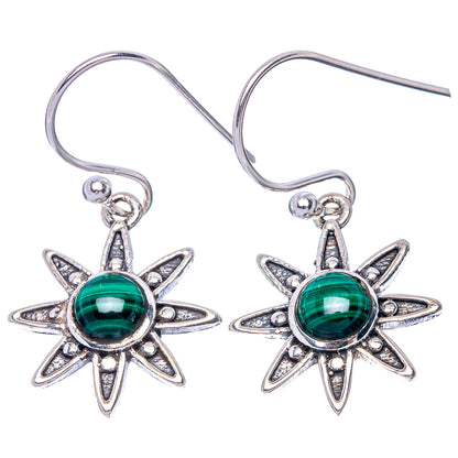 Malachite Flower Dainty Earrings 1 1/4" (925 Sterling Silver) E2068