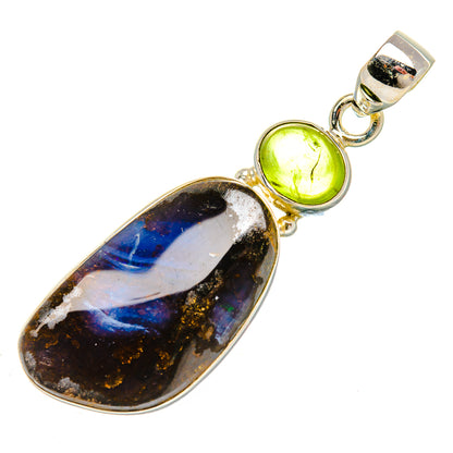 Boulder Opal, Peridot Pendant 2" (925 Sterling Silver) PD37881
