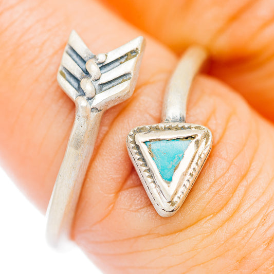 Mojave Turquoise Arrow Ring Size 6 Adjustable (.925 Sterling Silver)
