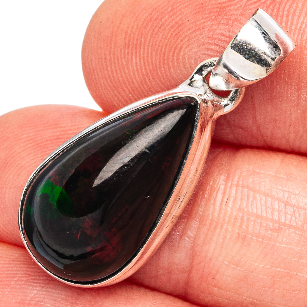Rare Black Opal Pendants 1 1/8" (925 Sterling Silver) P43263