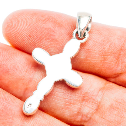 Southwestern Style Cotton Candy Turquoise Cross, White Buffalo Turquoise Pendant 1 5/8" (.925 Sterling Silver)