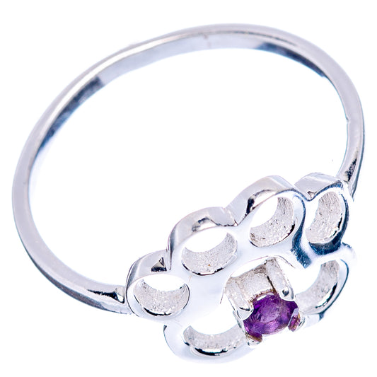Sterling silver dainty paw ring with round amethyst gemstone, ring band visible