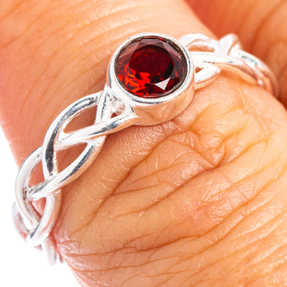 Garnet Dainty Ring Size 7.75 (.925 Sterling Silver)