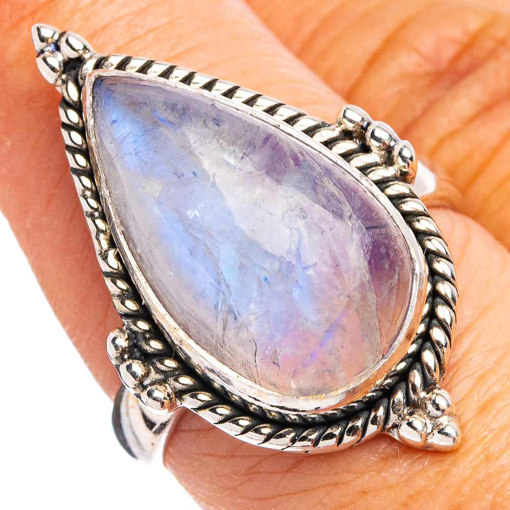 Rainbow Moonstone Ring Size 7.75 (.925 Sterling Silver)