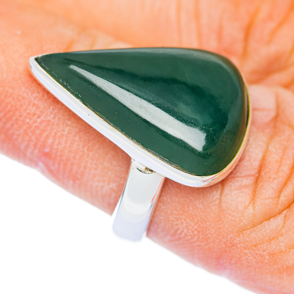 Premium Nephrite Jade Ring Size 6.5 Adjustable (.925 Sterling Silver)