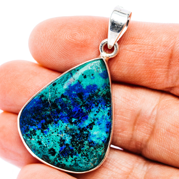 Large Premium Bluebird Azurite Pendant 1 7/8" (.925 Sterling Silver)