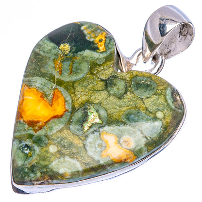 Rainforest Opal Heart Pendant 1 3/8" (925 Sterling Silver) P43051