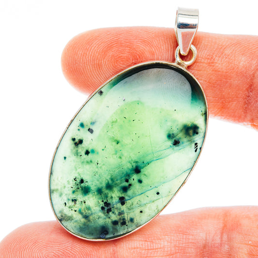 Premium Nephrite Jade Pendant 2 1/8" (.925 Sterling Silver)