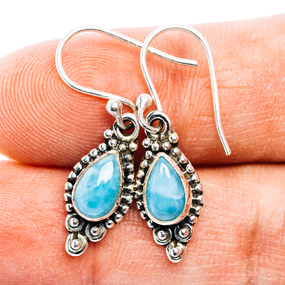 Larimar Earring 1 1/8" (.925 Sterling Silver)