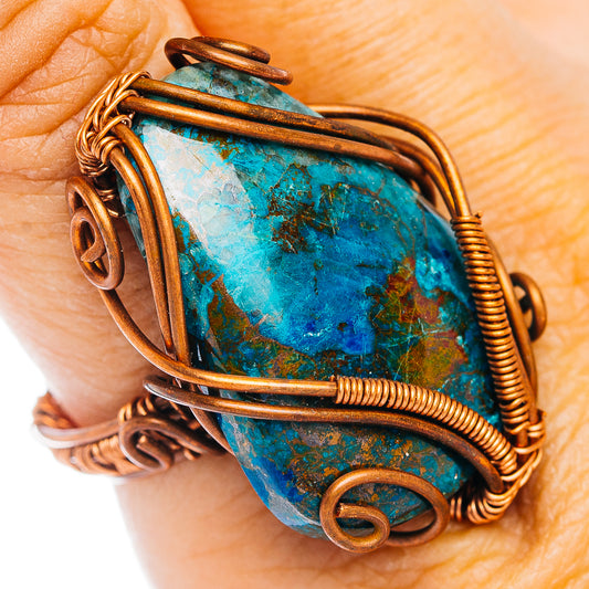Shattuckite Wire Wrap Ring Size 8.5 (Copper)