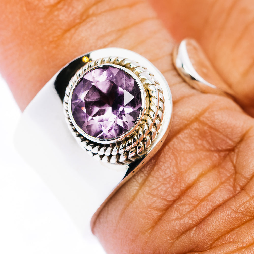 Amethyst Ring Size 6 Adjustable (.925 Sterling Silver)