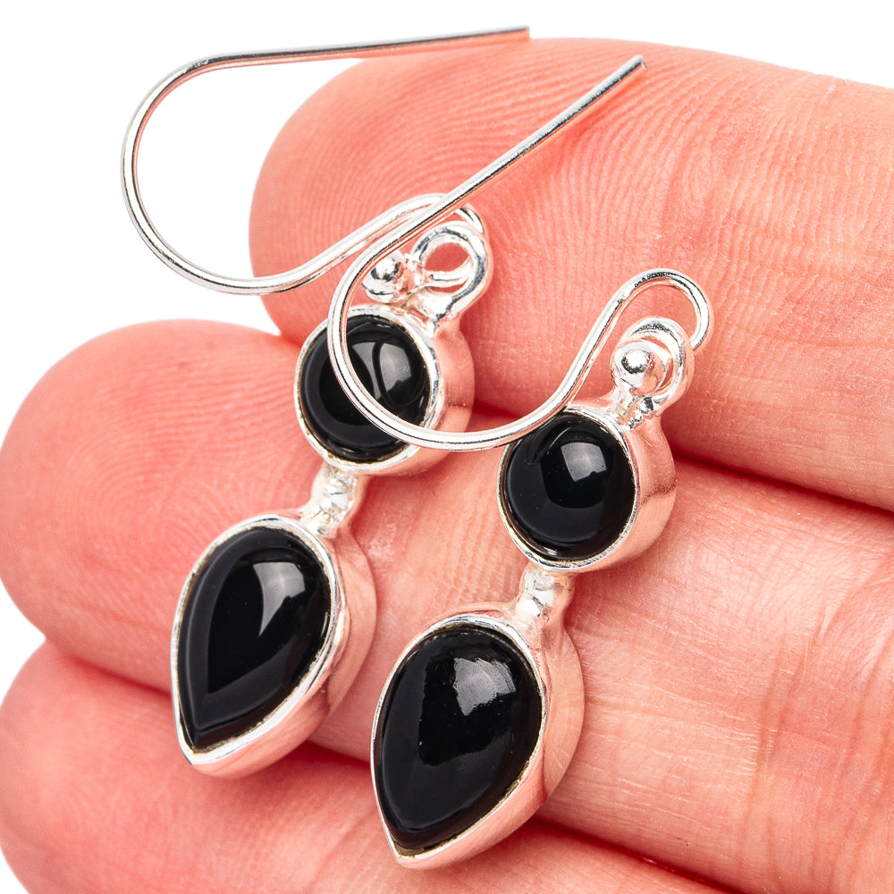 Black Onyx Earrings 1 3/8" (925 Sterling Silver) E2997