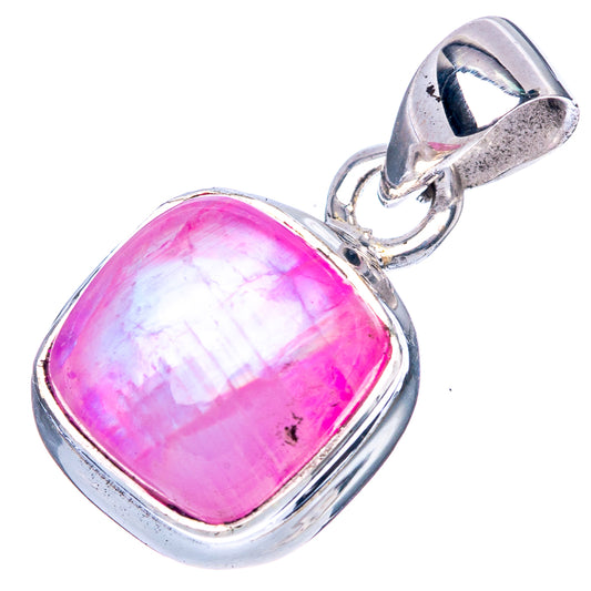 Pink Moonstone Pendant 7/8" (925 Sterling Silver) P42502