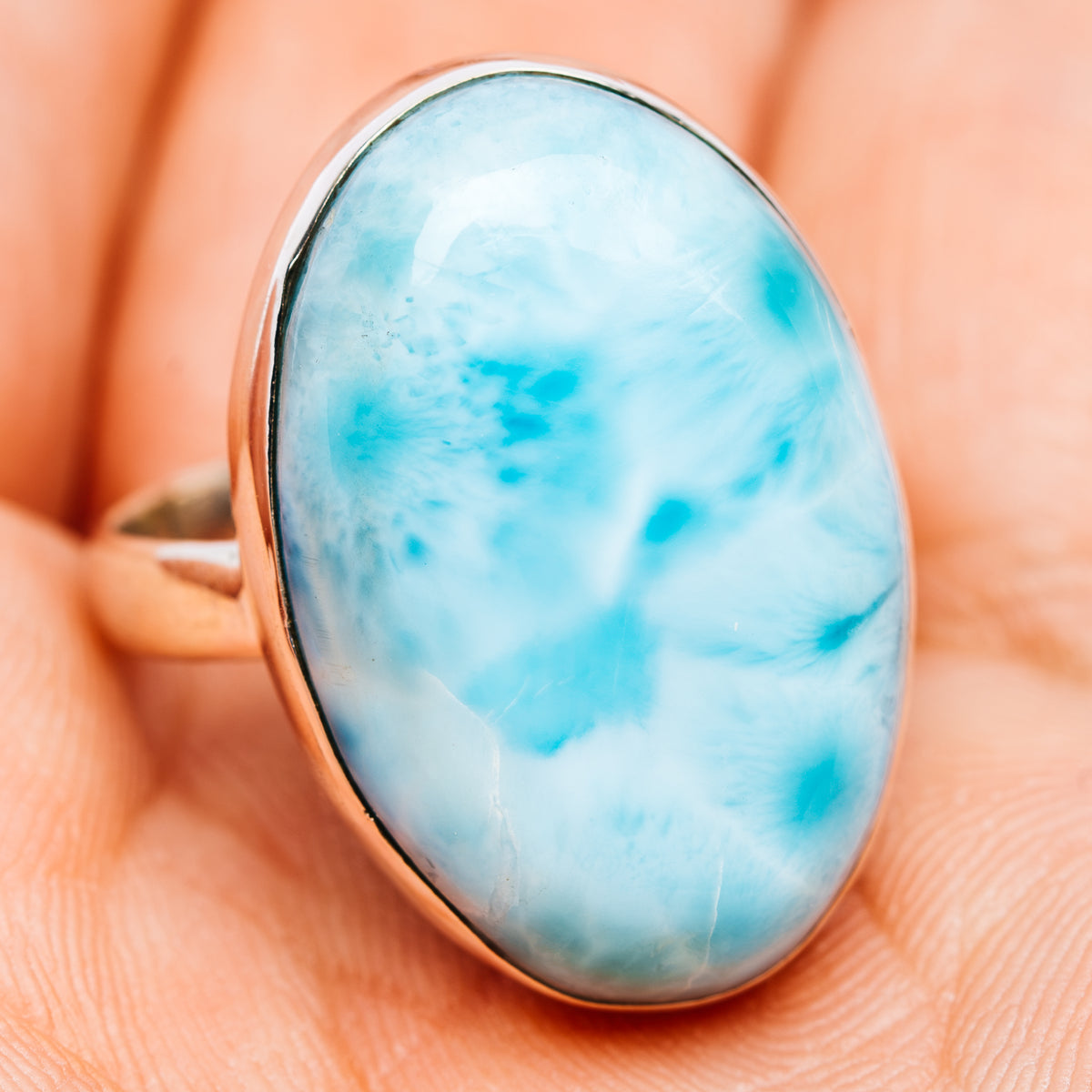 Larimar Ring Size 7.75 (.925 Sterling Silver)