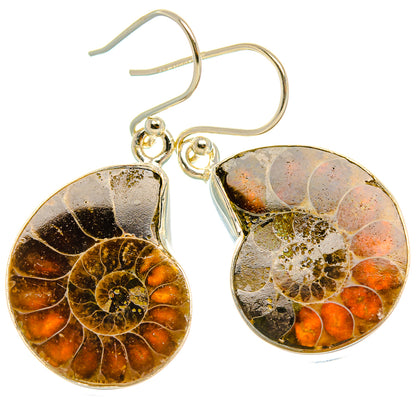 Ammonite Fossil Earrings 1 1/2" (925 Sterling Silver) EARR432035