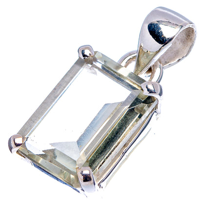 Faceted Green Amethyst Dainty Pendant 7/8" (.925 Sterling Silver)