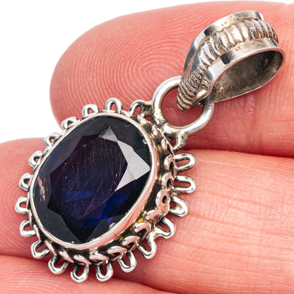 Faceted Iolite Pendant 1 3/8" (925 Sterling Silver) P40077